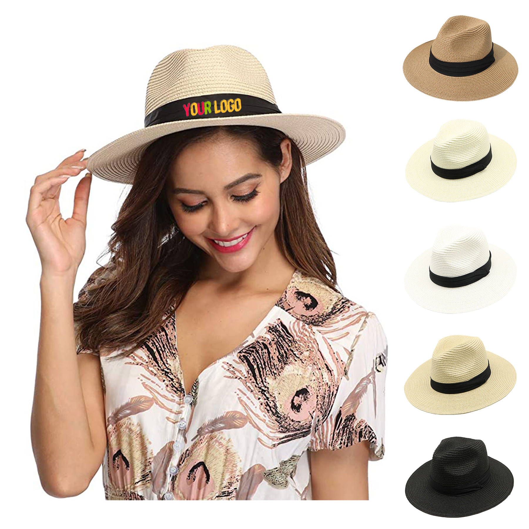 Wide Brim Roll up Fedora Straw Hat 2