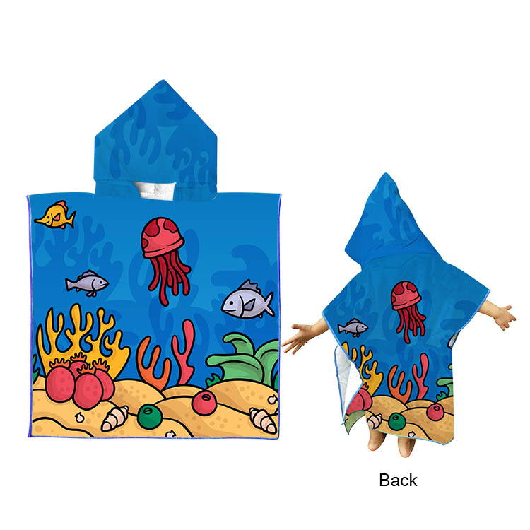 Free Shipping Full Color 250gsm Microfiber Children Hooded Towel - 24 x 48 2