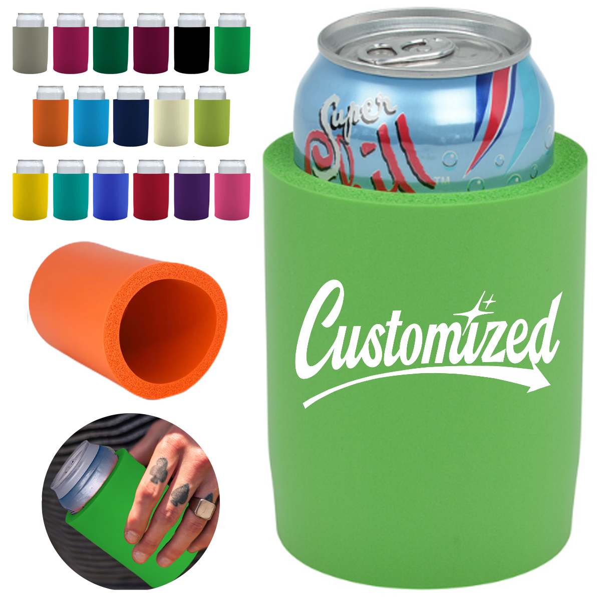 Custom NBR Foam Can Cooler Sleeve in Assorted Colors, custom koozie with logo imprint 4