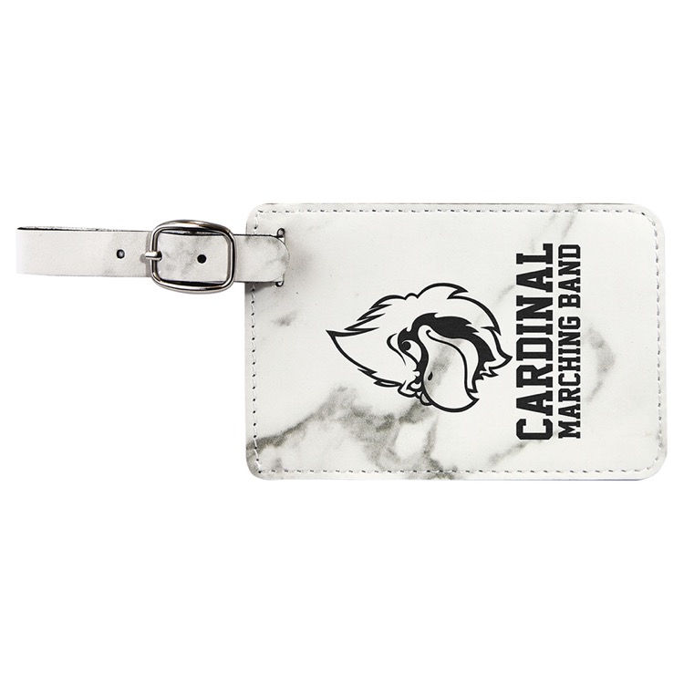 4 1/4" x 2 3/4" White Marble Leatherette Luggage Tag 3