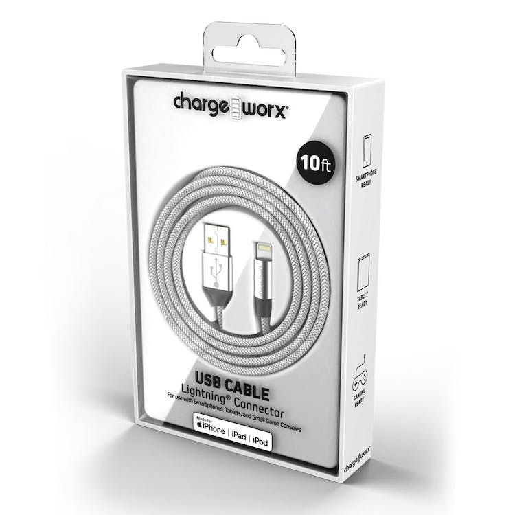 10' Lightning USB Cables - Argent 1