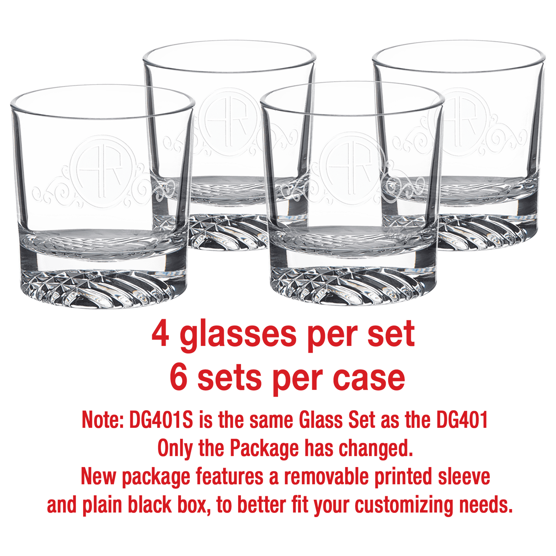 9 oz. Round Rocks Glass (Same Glass as the DCS401 Decanter Set) Sold in  Sets of 4, 6 Sets Per Case  2