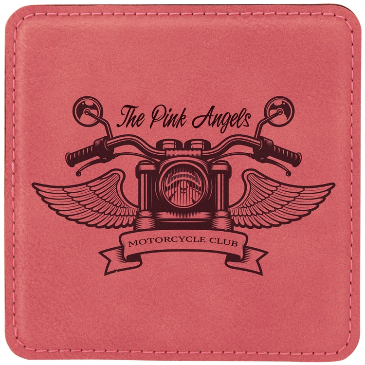 Pink Leatherette Individual Square Coaster 3