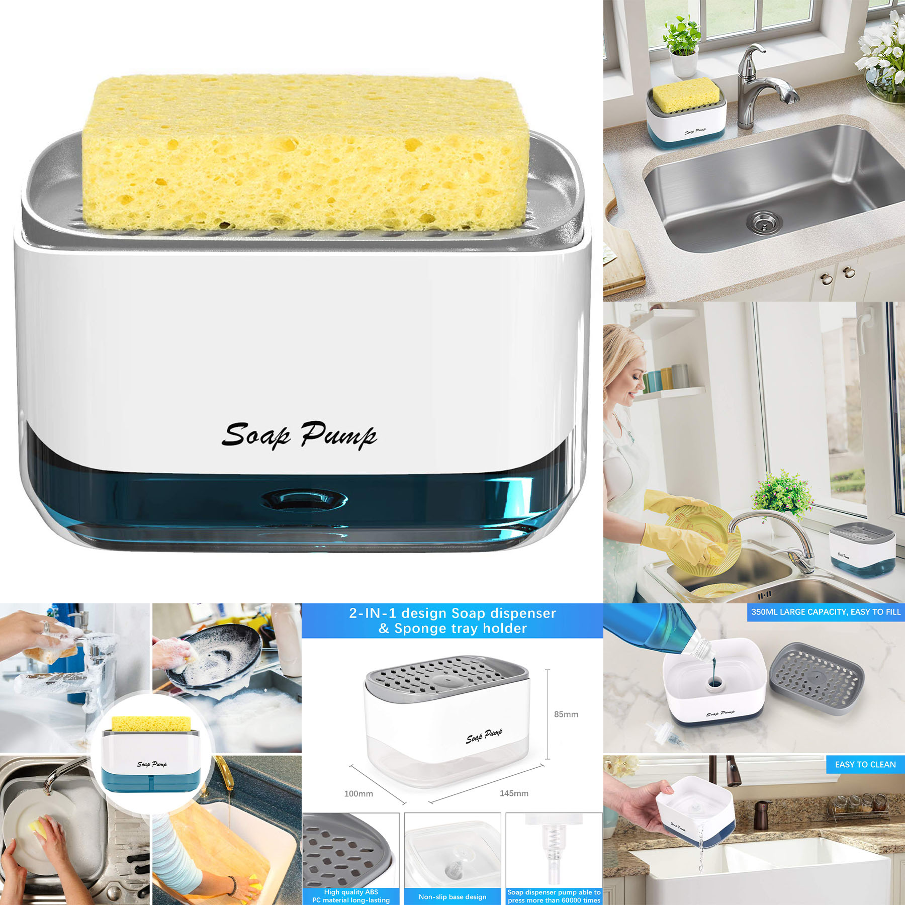 Dish Soap Dispenser With Sponge Holder 2