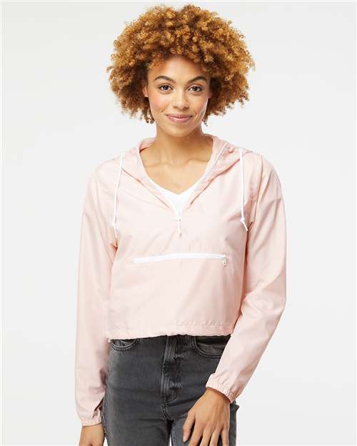 Women's Lightweight Quarter-Zip Pullover Crop Windbreaker - EXP64CRP 2