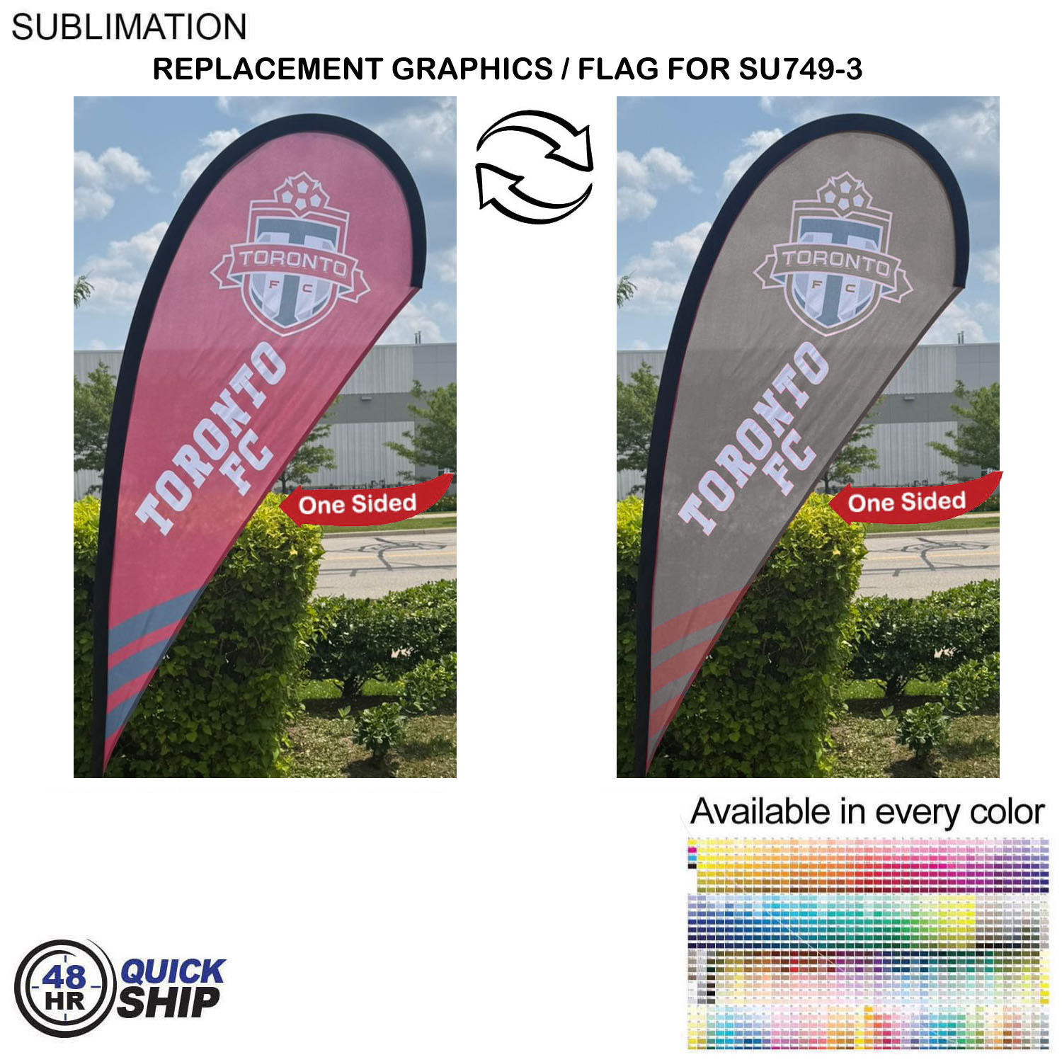 48Hr Quick Ship - Replacement Flag for 7.5' Small Tear Drop Flag Kit, Full Color Graphics One Side 2