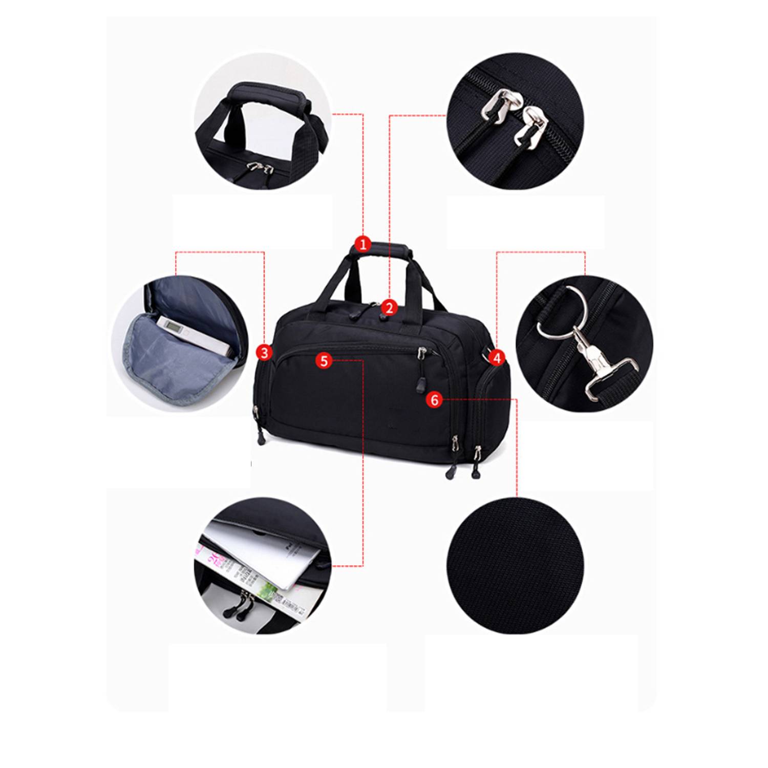 Sports Cylindrical Nylon Duffel Bag 2