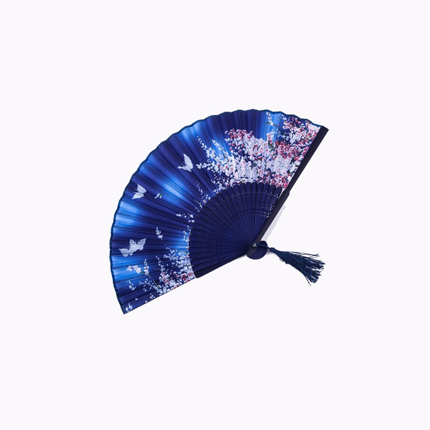Summer Fancy Silk Fabrics Bamboo Frame Foldable Hand Fan 3