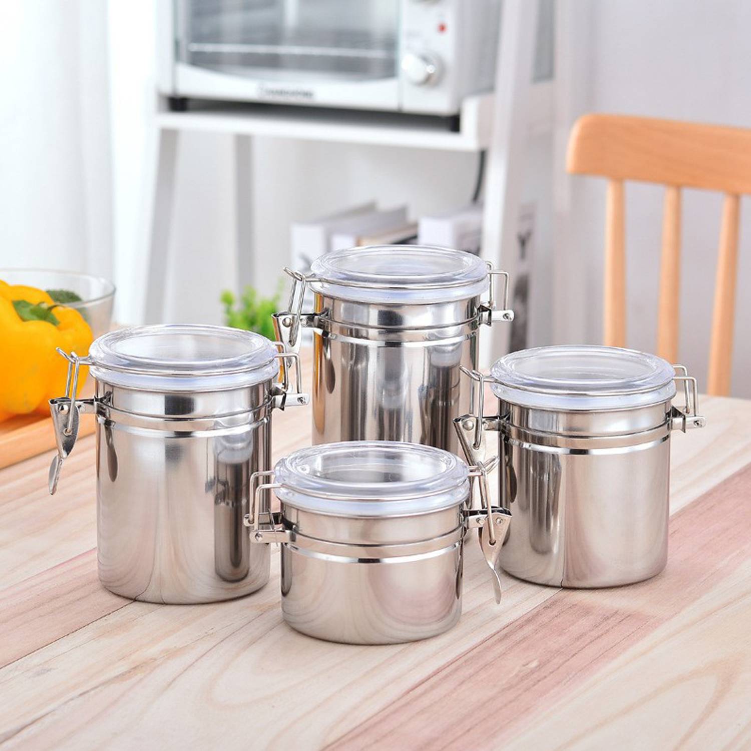 Stainless Steel Airtight Storage Canister Set 4