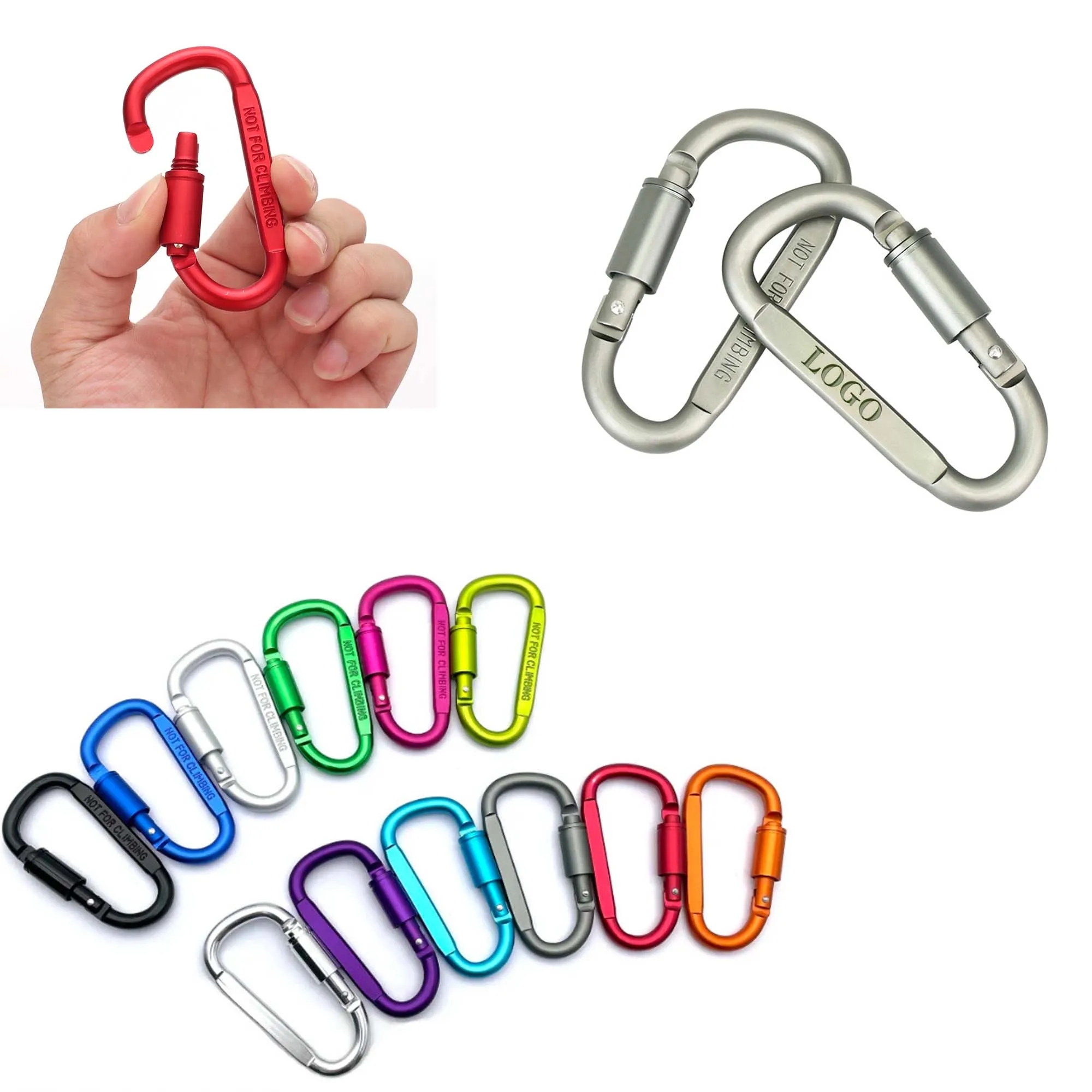 D-Shape  Carabiner Keychain With Screw Lock 5