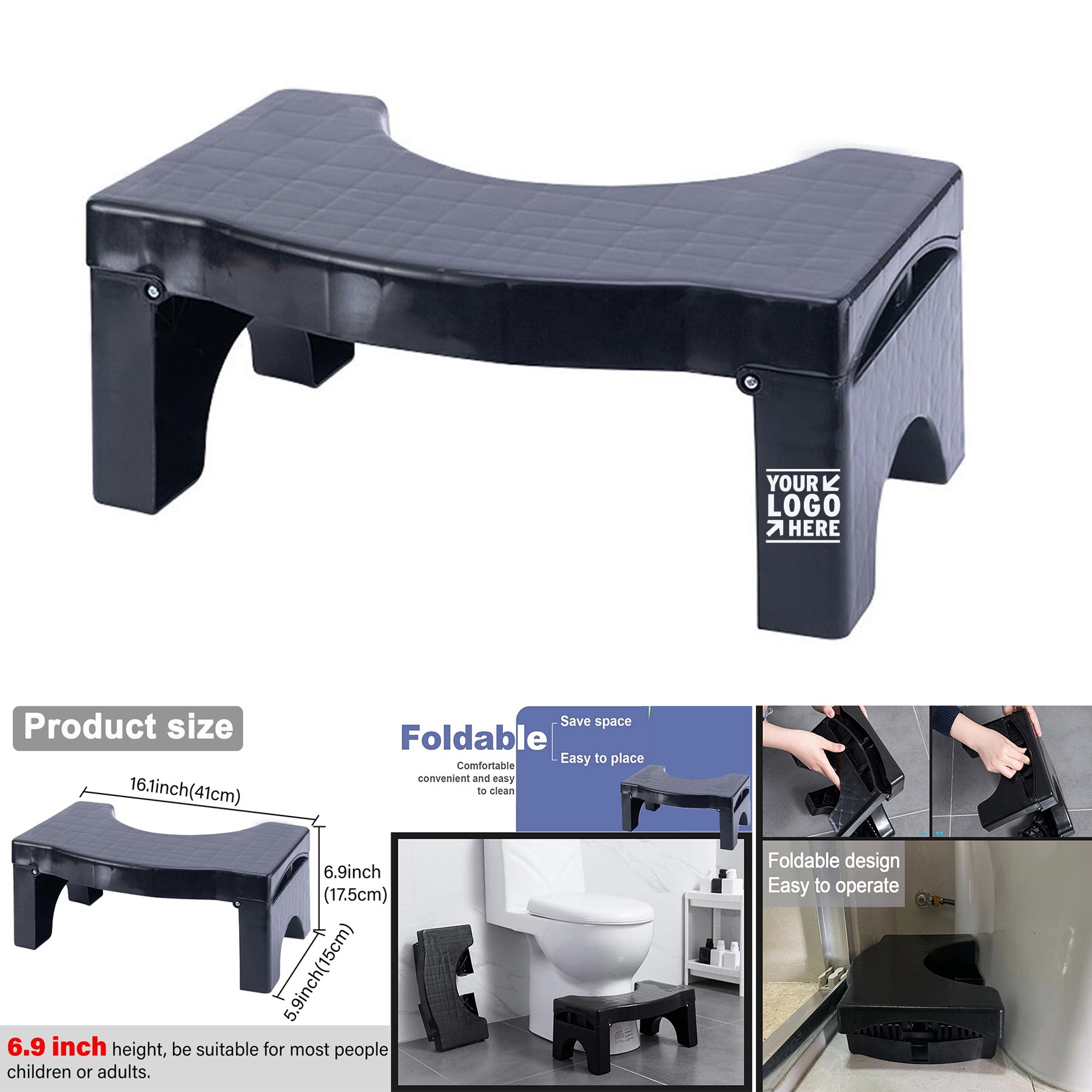Adults and Kids Foldable Splicable Toilet Potty Step Poop Stool 1