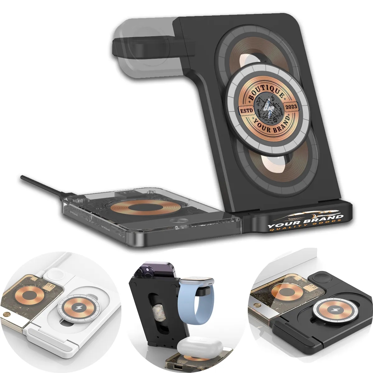 3 in 1 Foldable Magnetic Wireless Charger with Night Light 1