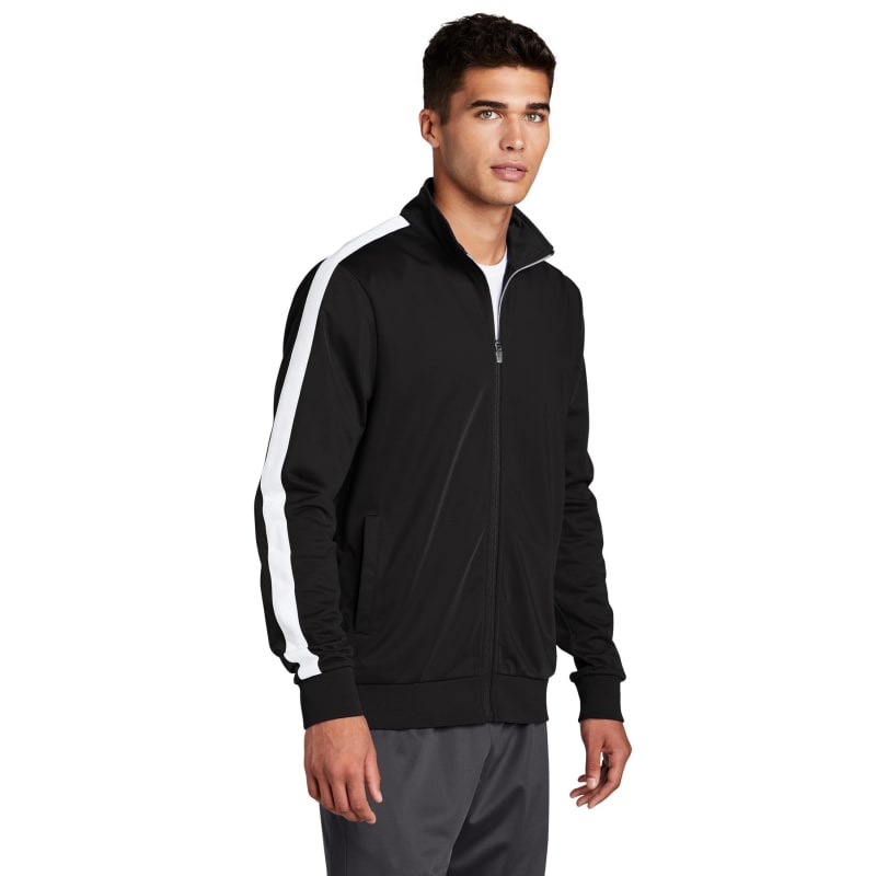 Sport-Tek Tricot Sleeve Stripe Track Jacket. 23