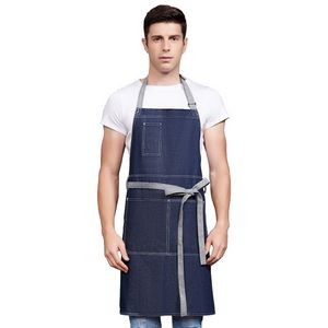 12Oz Cotton Denim Kitchen Aprons W/ Front Straps/3 Pockets 2