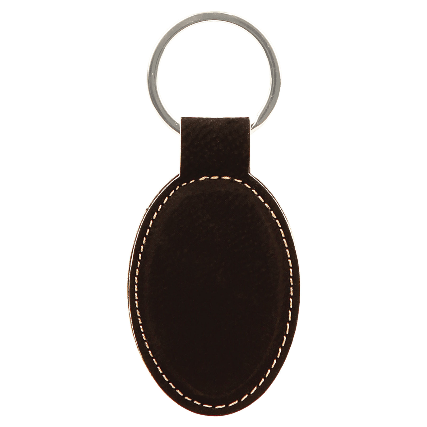 Black/Gold Leatherette Oval Keychain 3