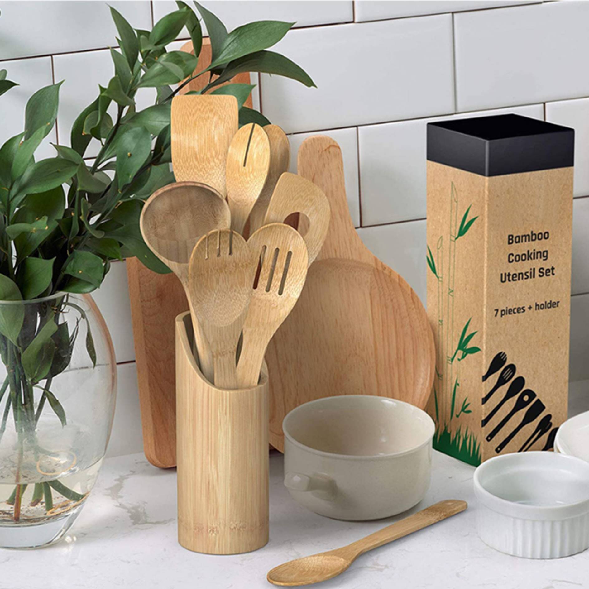 8PCs Bamboo Kitchen Spatula Set 5