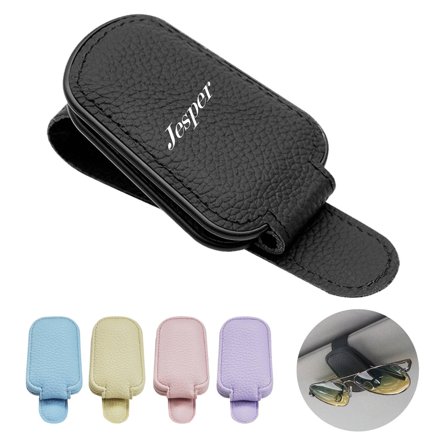 PU Leather Car Magnetic Sunglasses Holder 2