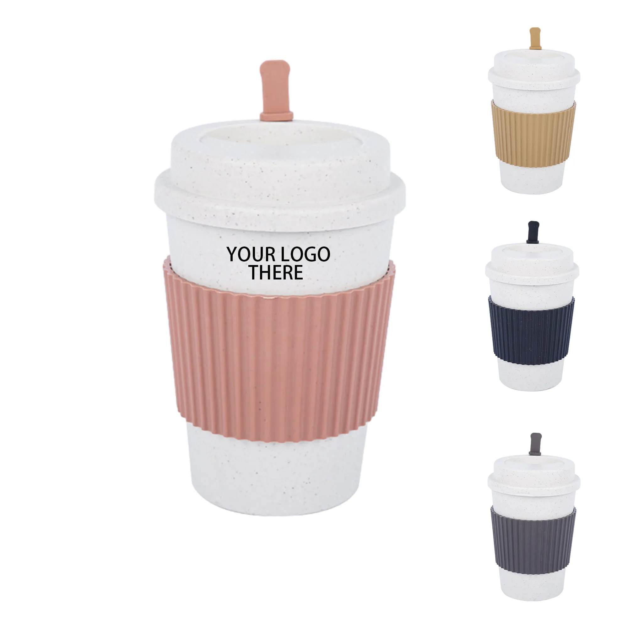 14Oz. Unbreakable Coffee Milk Wheat Straw Cup With Lid 2
