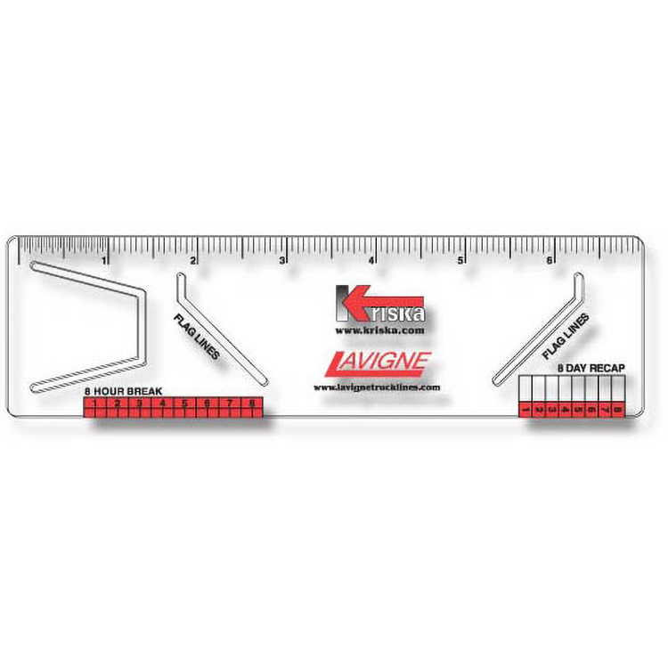 .040 Clear Plastic Logbook Ruler, Stock Shape LBR1 (2"x7.13"), Spot Colour