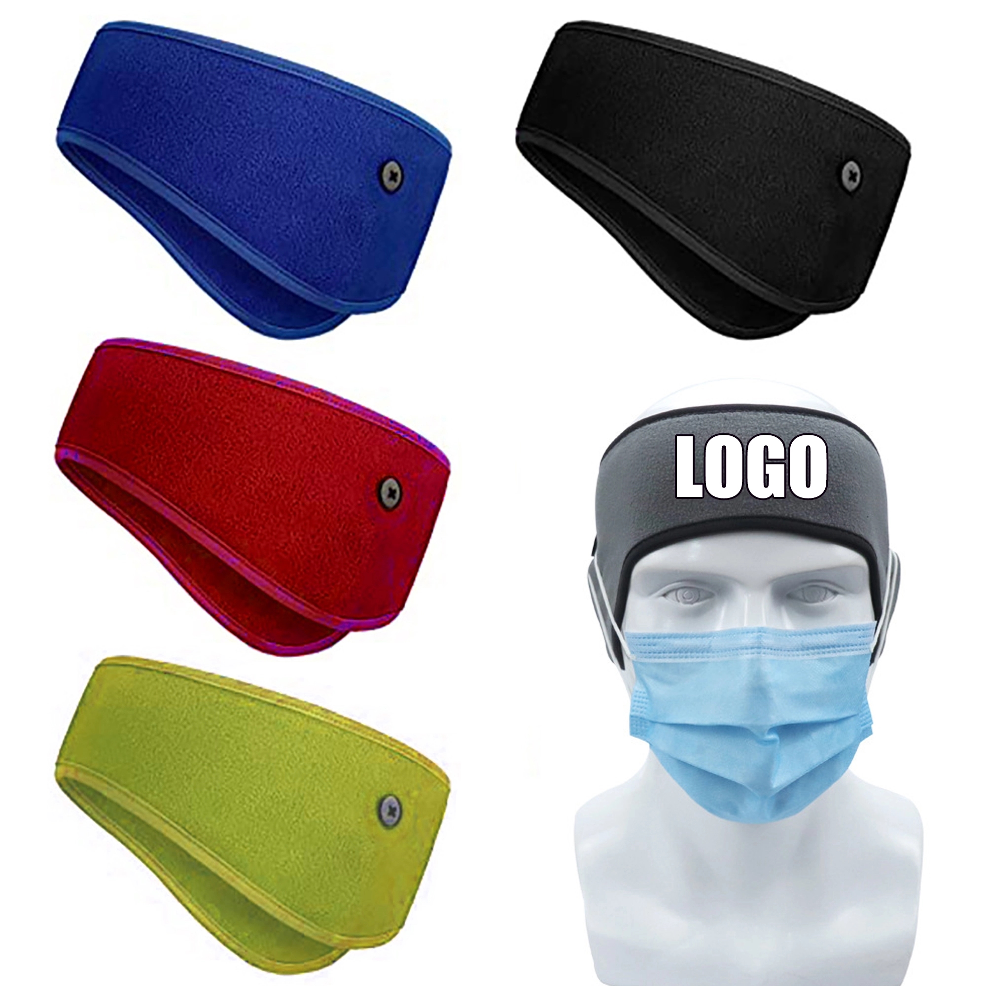 Winter Polar Fleece Headband With Button 6