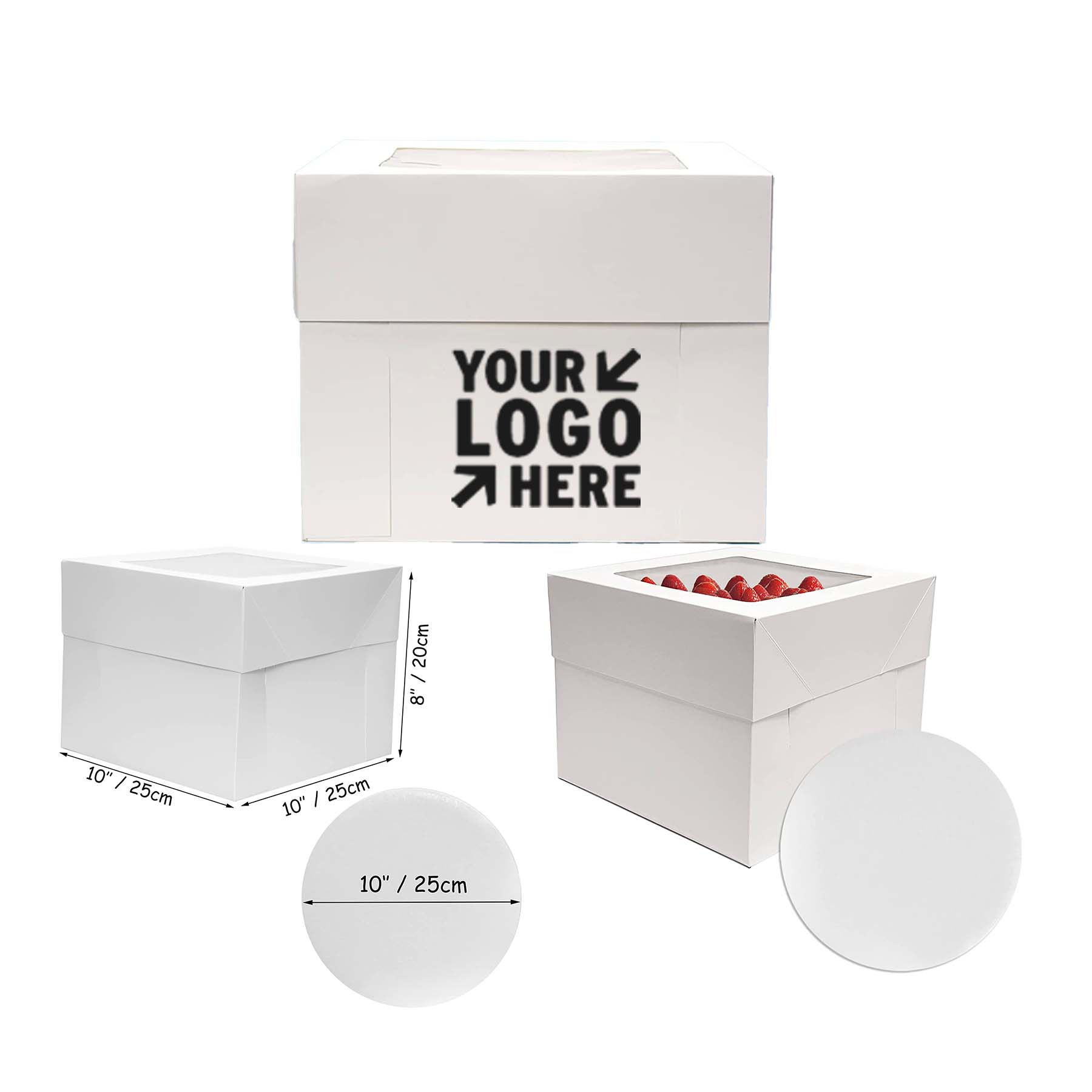 10 x 10 x 8 Inches, White Cake Bread Box With Board 1