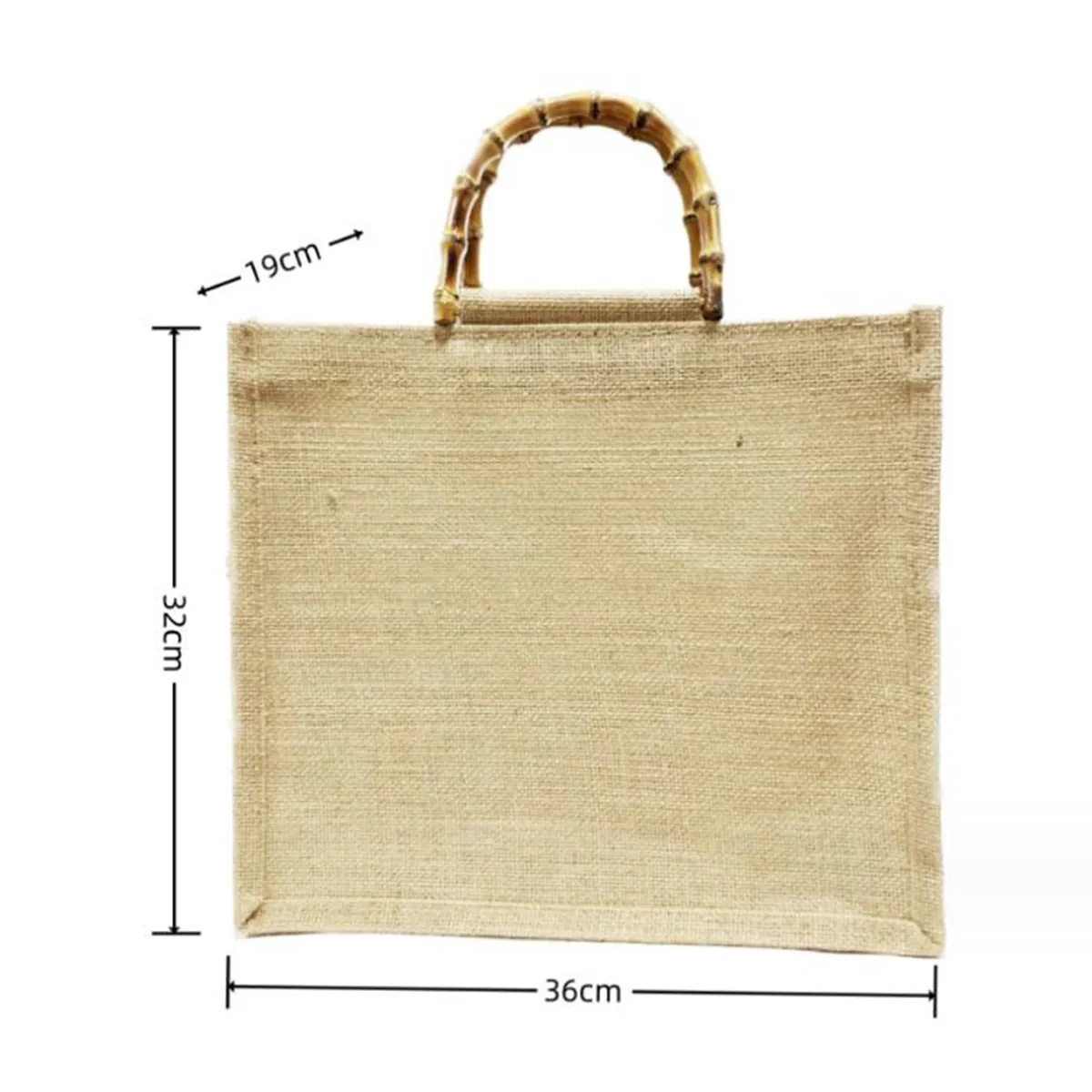 Reusable Jute Shopping Tote Bag with Bamboo Handles 9