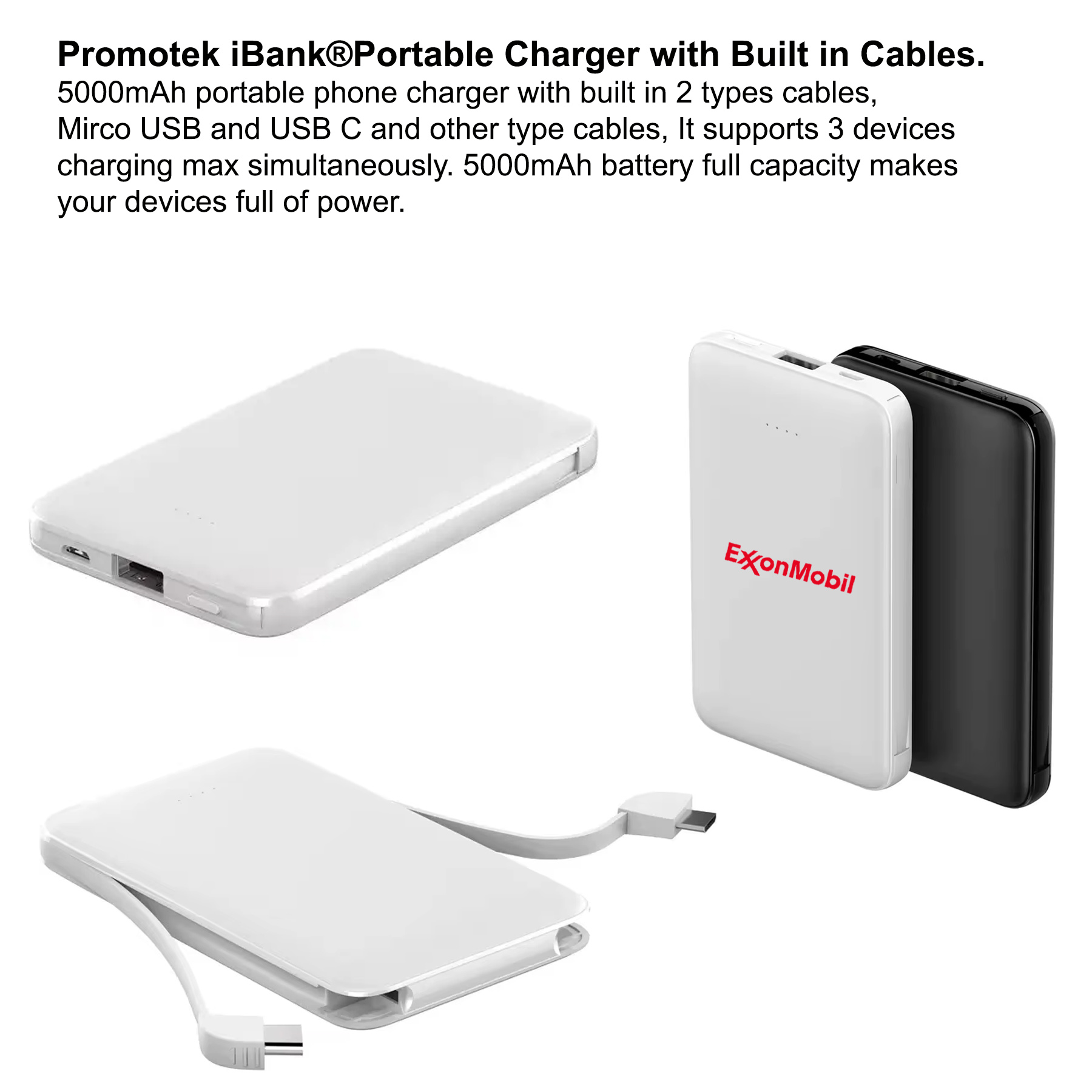 iBank ® Portable Power Bank with Built-in Cables 5000 mAh 1