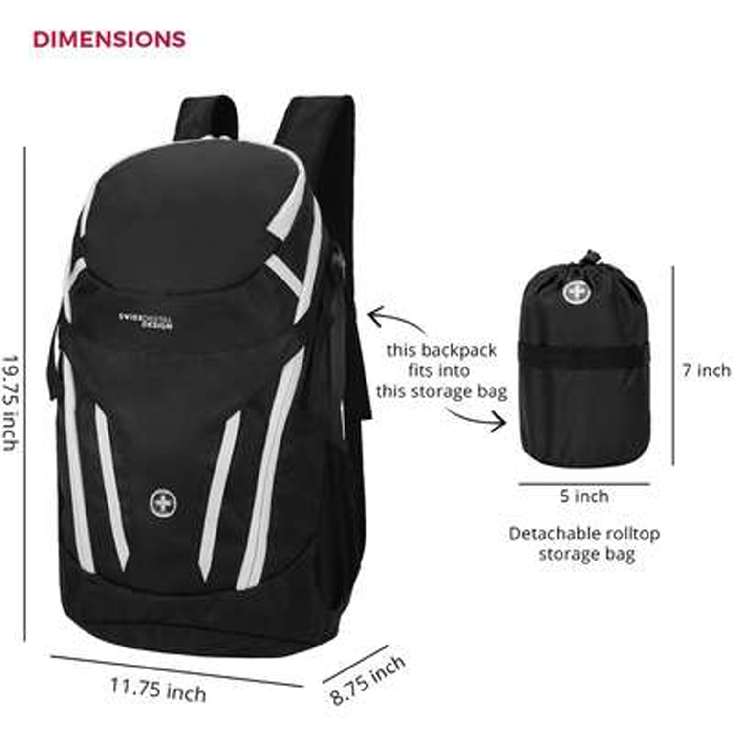 SwissDigital® Kangaroo Ultra Lightweight Water-Repellent Large Backpack 3