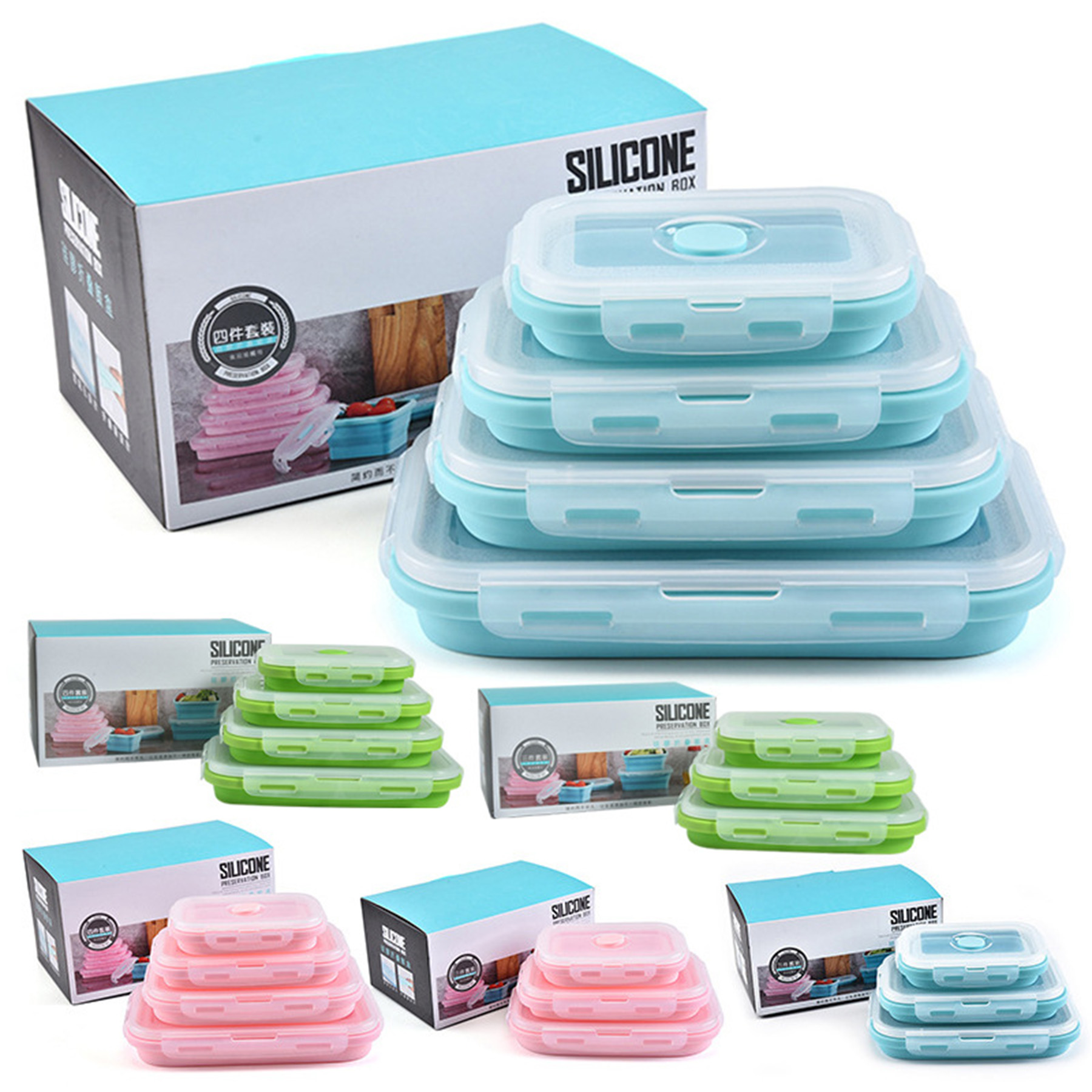 Silicone Food Salad Storage Containers 2