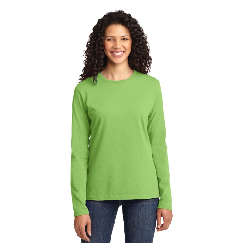 Port & Company Women's Long Sleeve Core Cotton Tee. 107