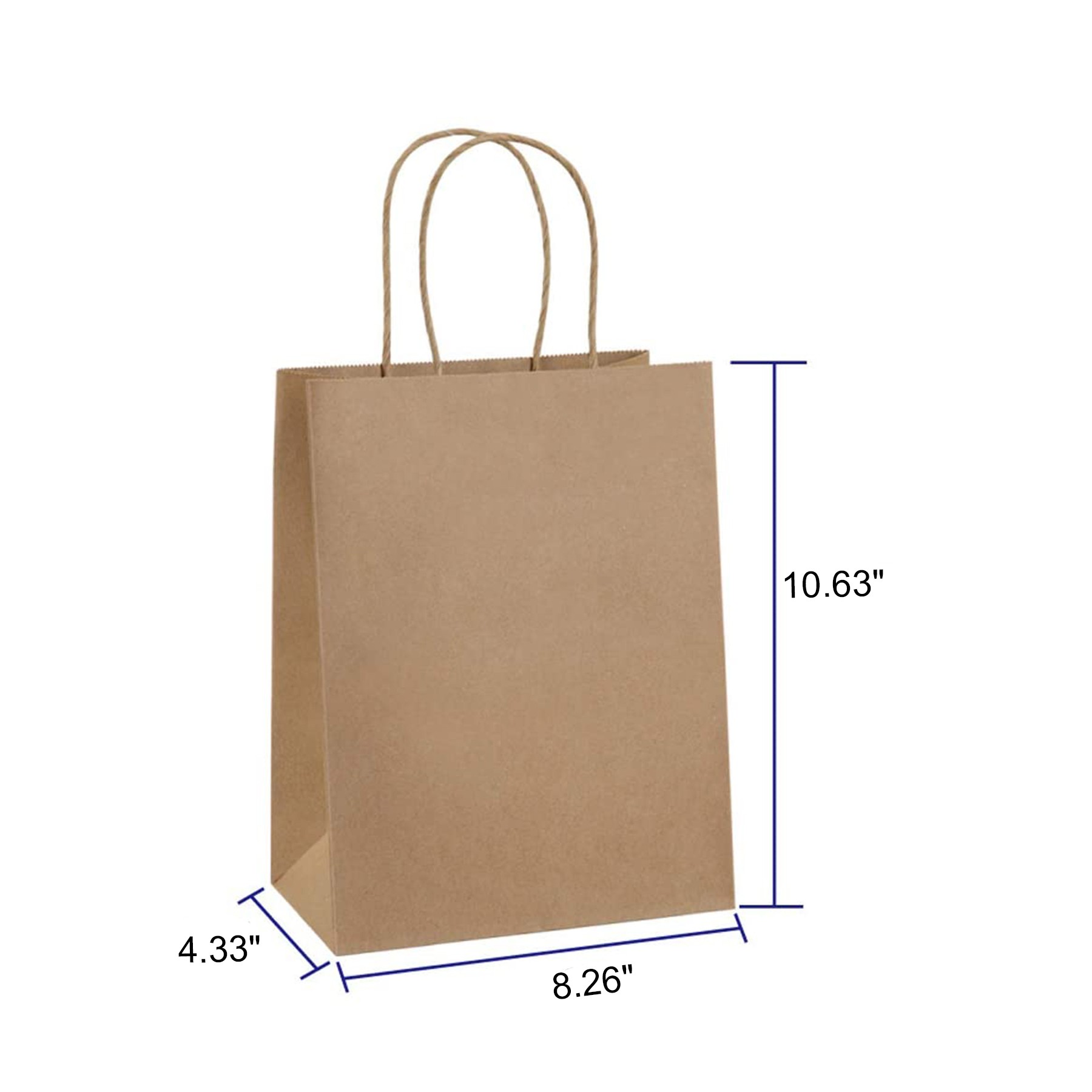 Kraft Custom Paper Tote Bag (8.26" x 10.63" x 4.33") 2