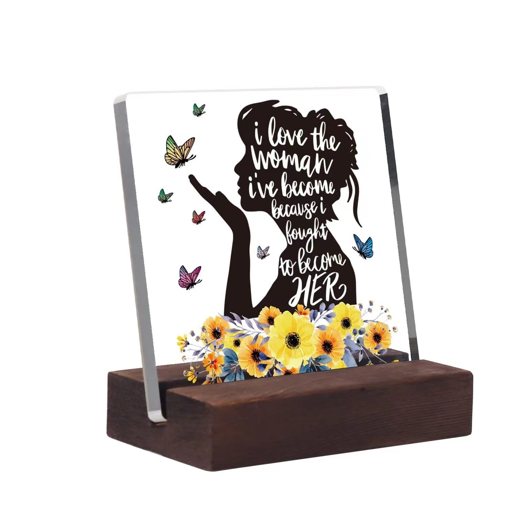 Acrylic Desk Decorative Sign with Wooden Base (direct import) 6