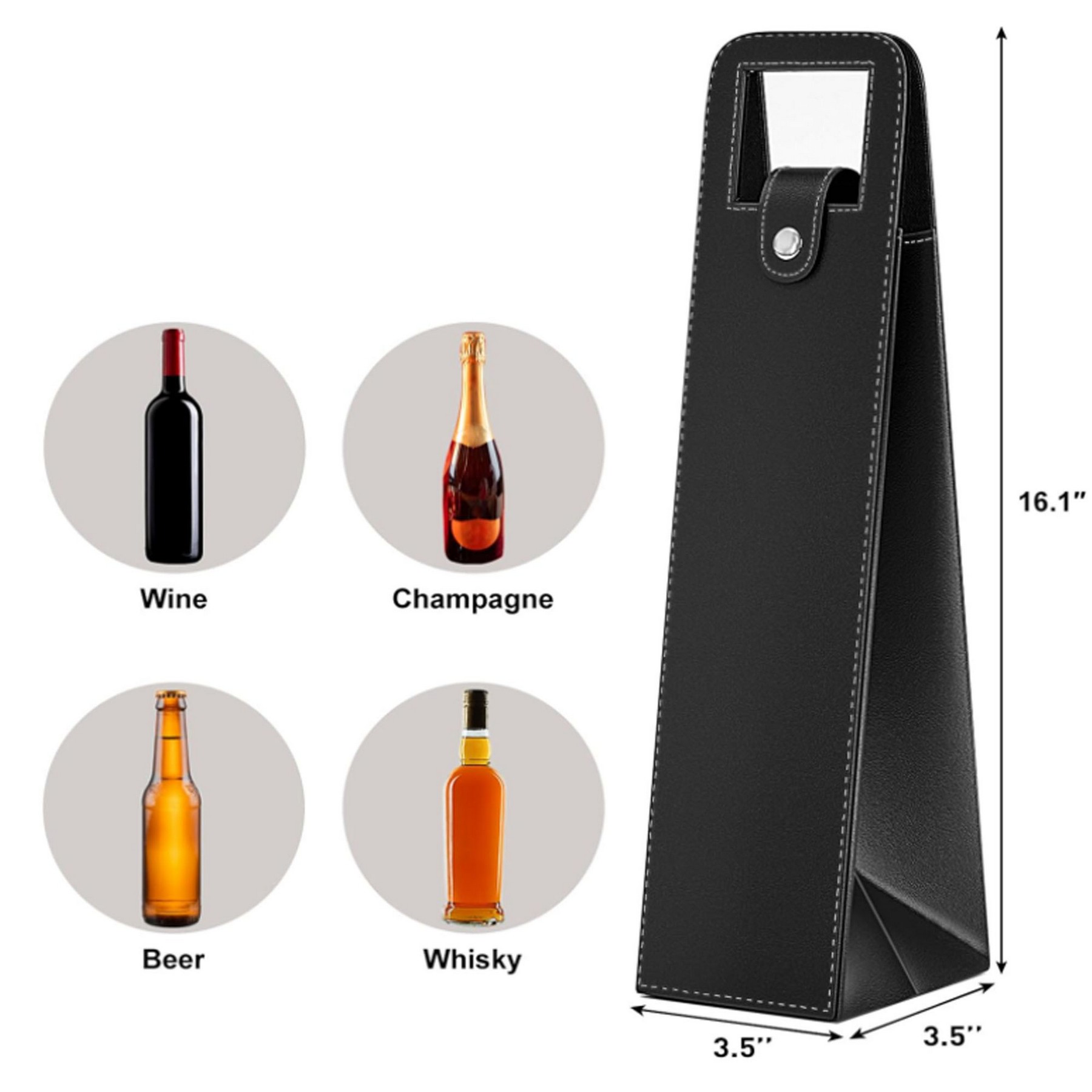 PU Leather Champagne Wine Tote Gift Bag 3