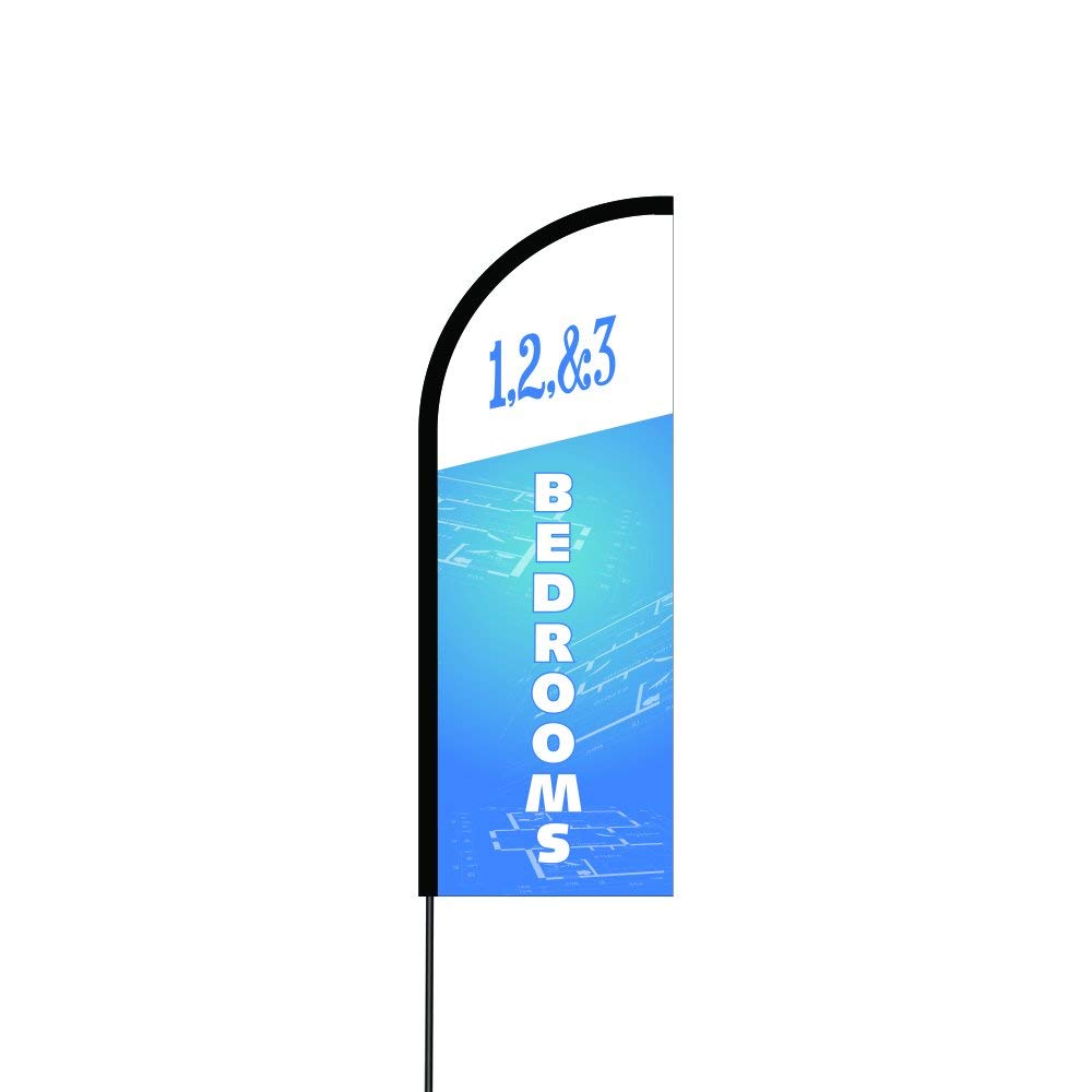 123 Bedrooms Flag Kit Hardware 17' Feet Feather Flag Sign Outdoor Banner 2