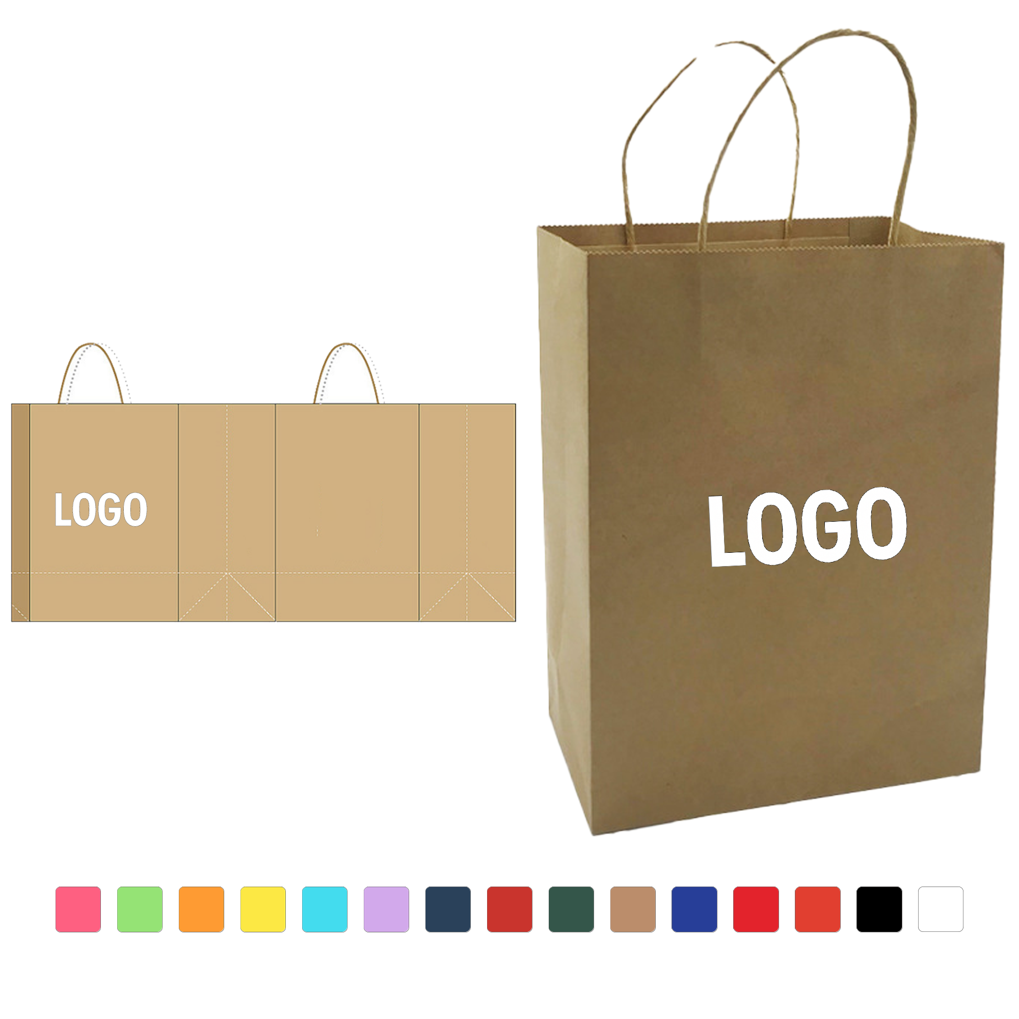 Custom Kraft Paper Shopping Bag with Logo 2