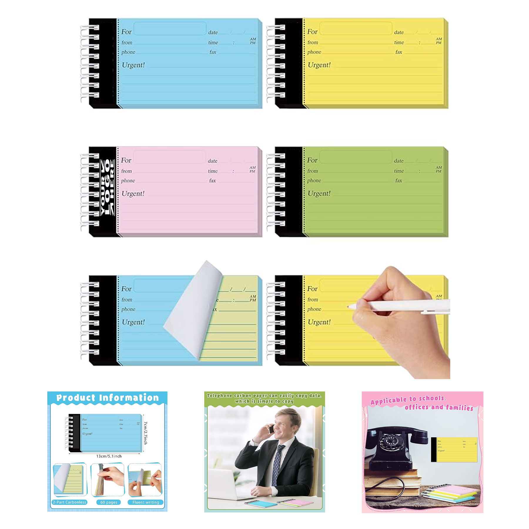 5.5" x 2.76" 60 Sheets Phone Book Message Pad