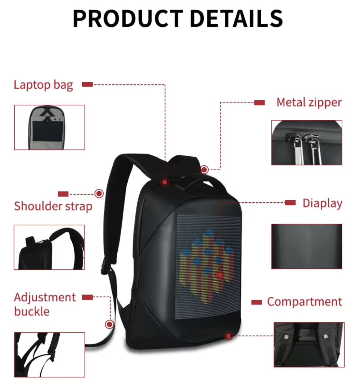 Waterproof Dynamic LED Display Backpack 3