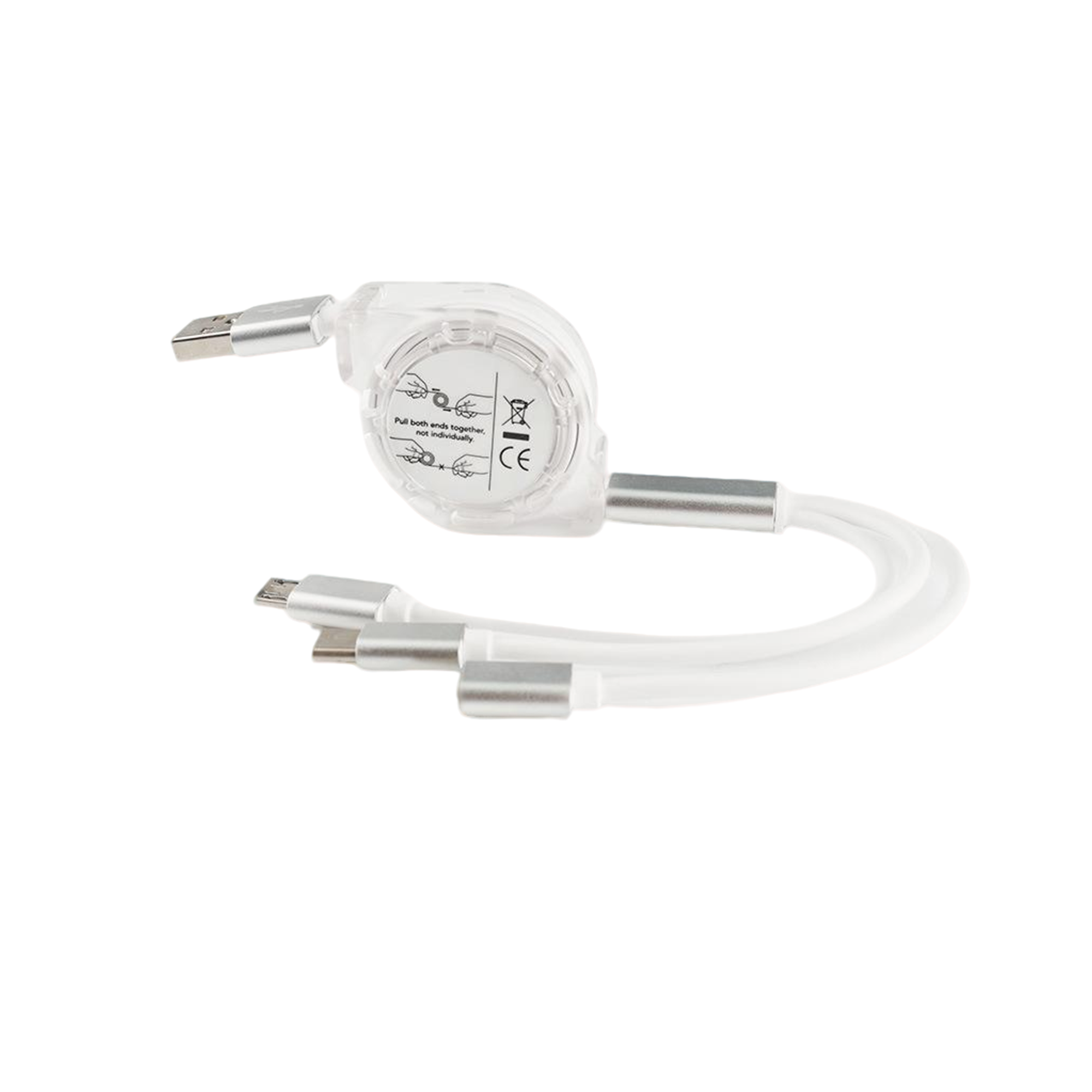 Retractable Three In One Charge Cord 39.4" 4