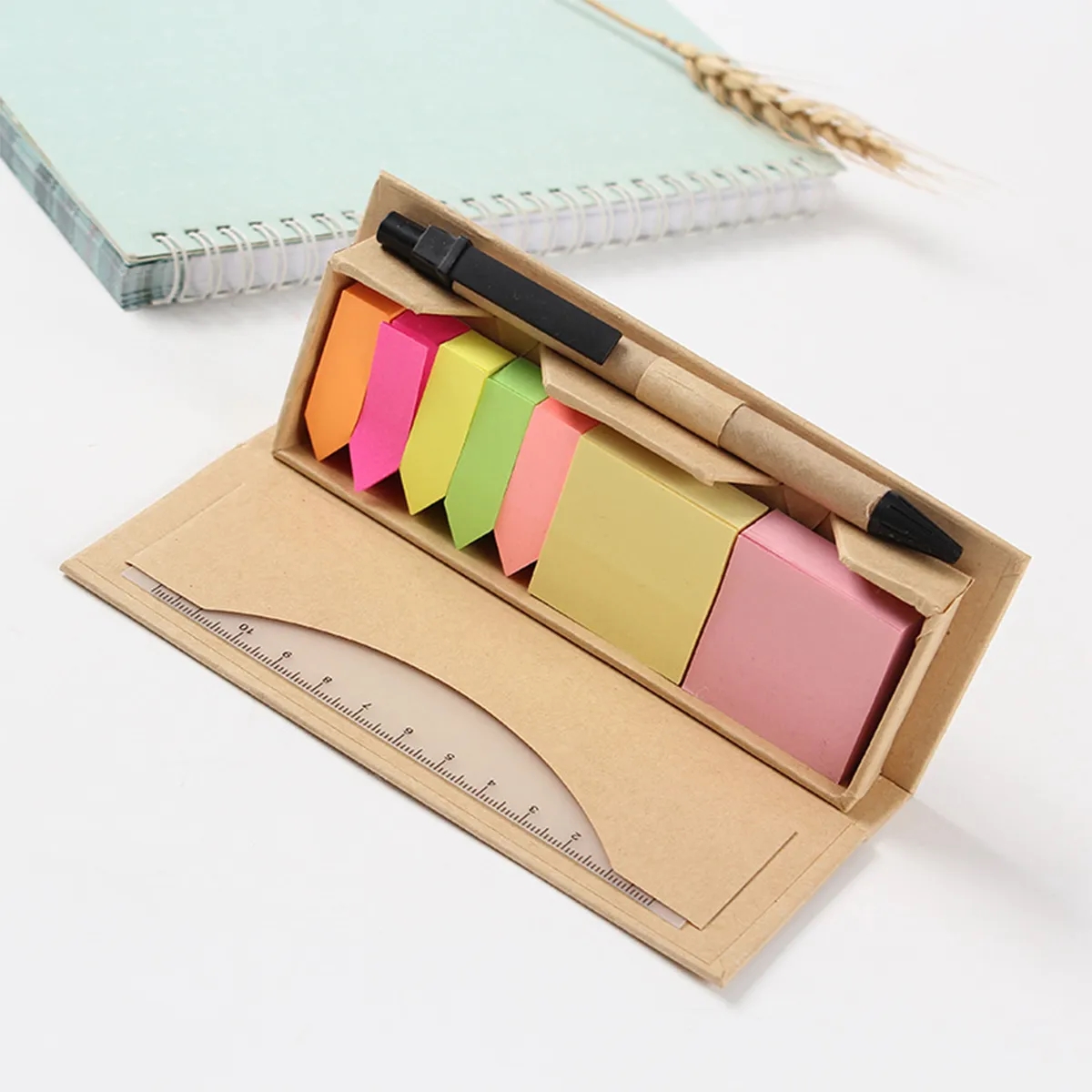 Sticky Note Set with Pen and Ruler and Ecological Case. 3