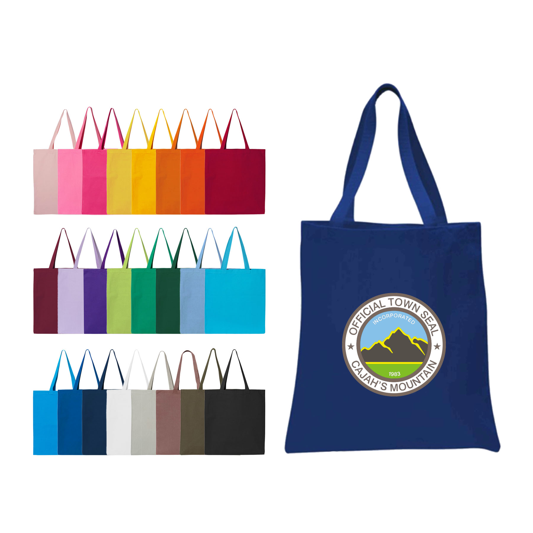 12 oz. Canvas Promotional Colored handle Tote Bag 15