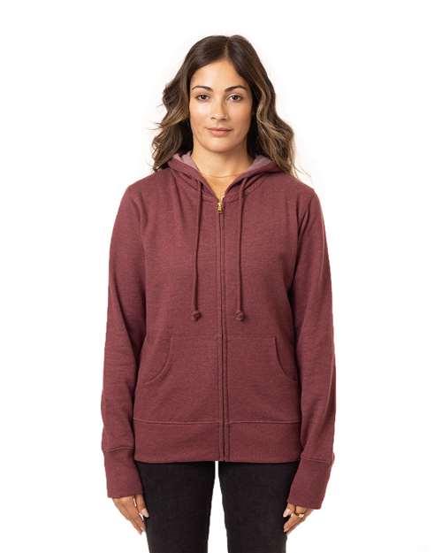 Women's Heathered Full-Zip Hooded Sweatshirt - EC4580 6