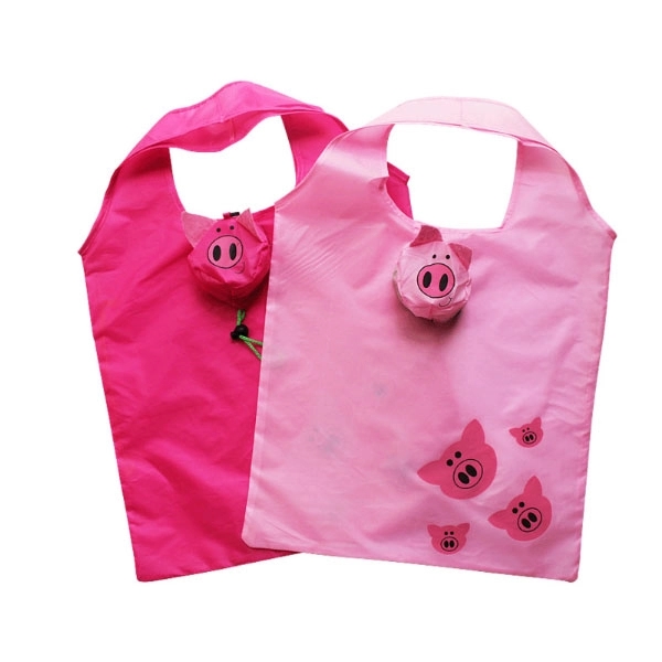 Pig Shaped Folding Shopper Tote Bag, custom tote bag with logo imprint 6