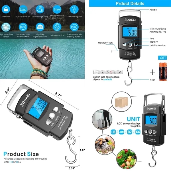 Hanging Scale 110lb with Measuring Tape 4