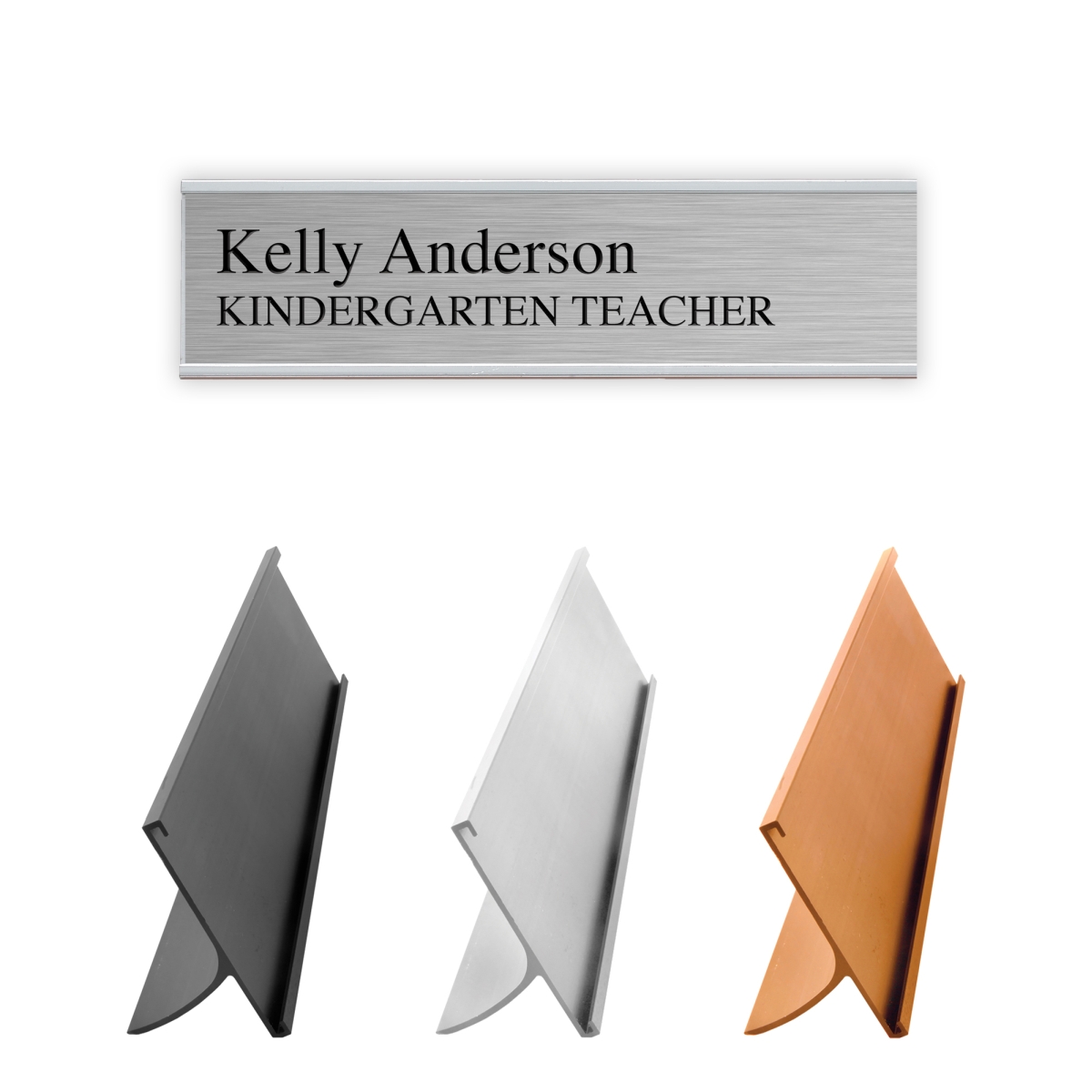 Aluminum Desk Set Engraved plate w/holder (2"x8")