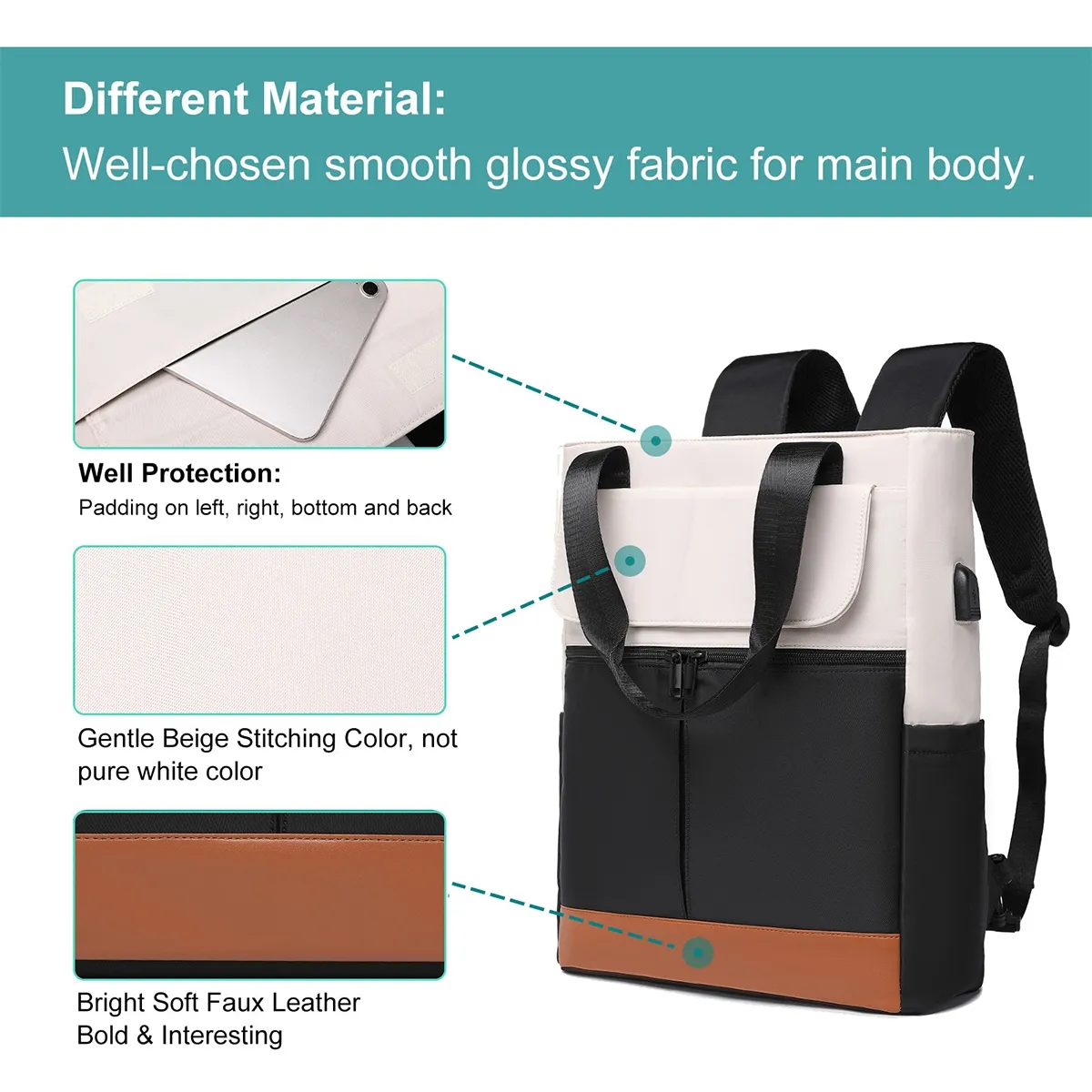 Stylish Contrast Color Waterproof Backpack 4