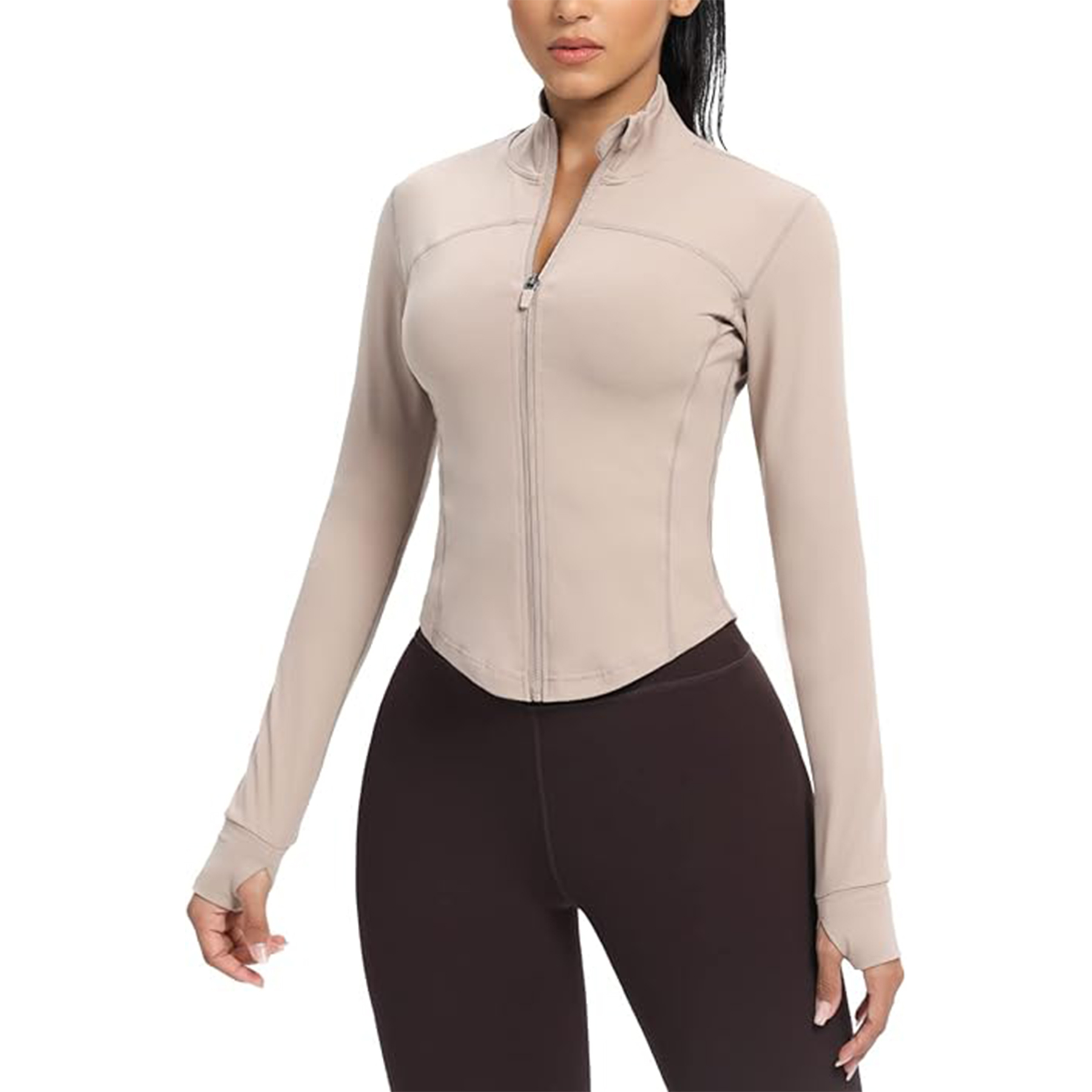 Women Cropped Running Workout Zip Jacket 2