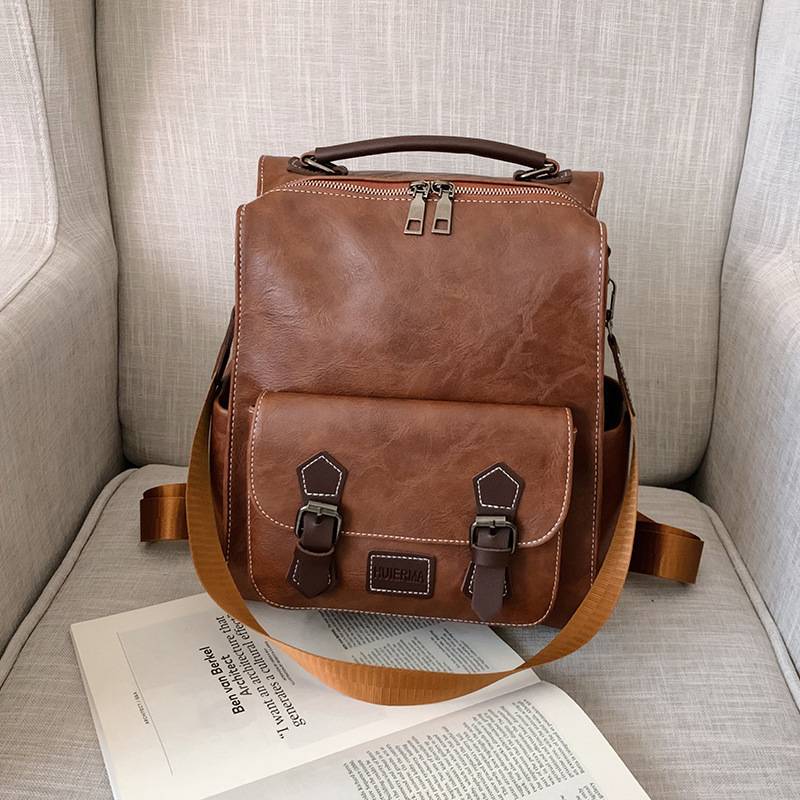 Pu Leather Retro Shoulder Bag Backpack 4