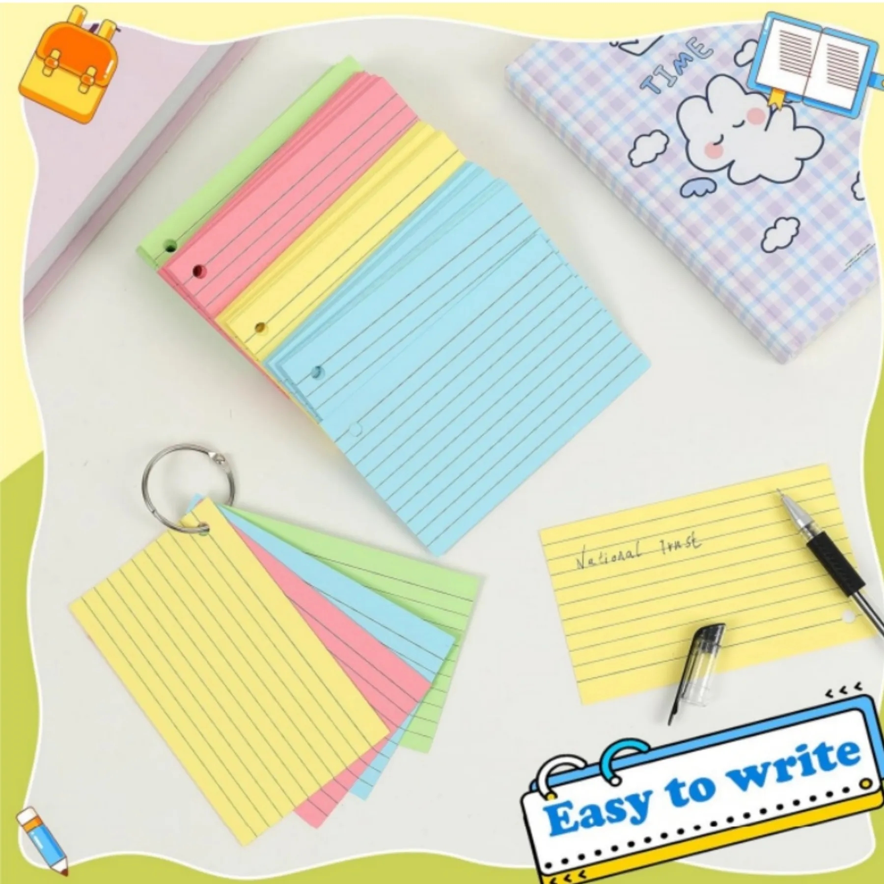 Colored Index Cards with Ring 3