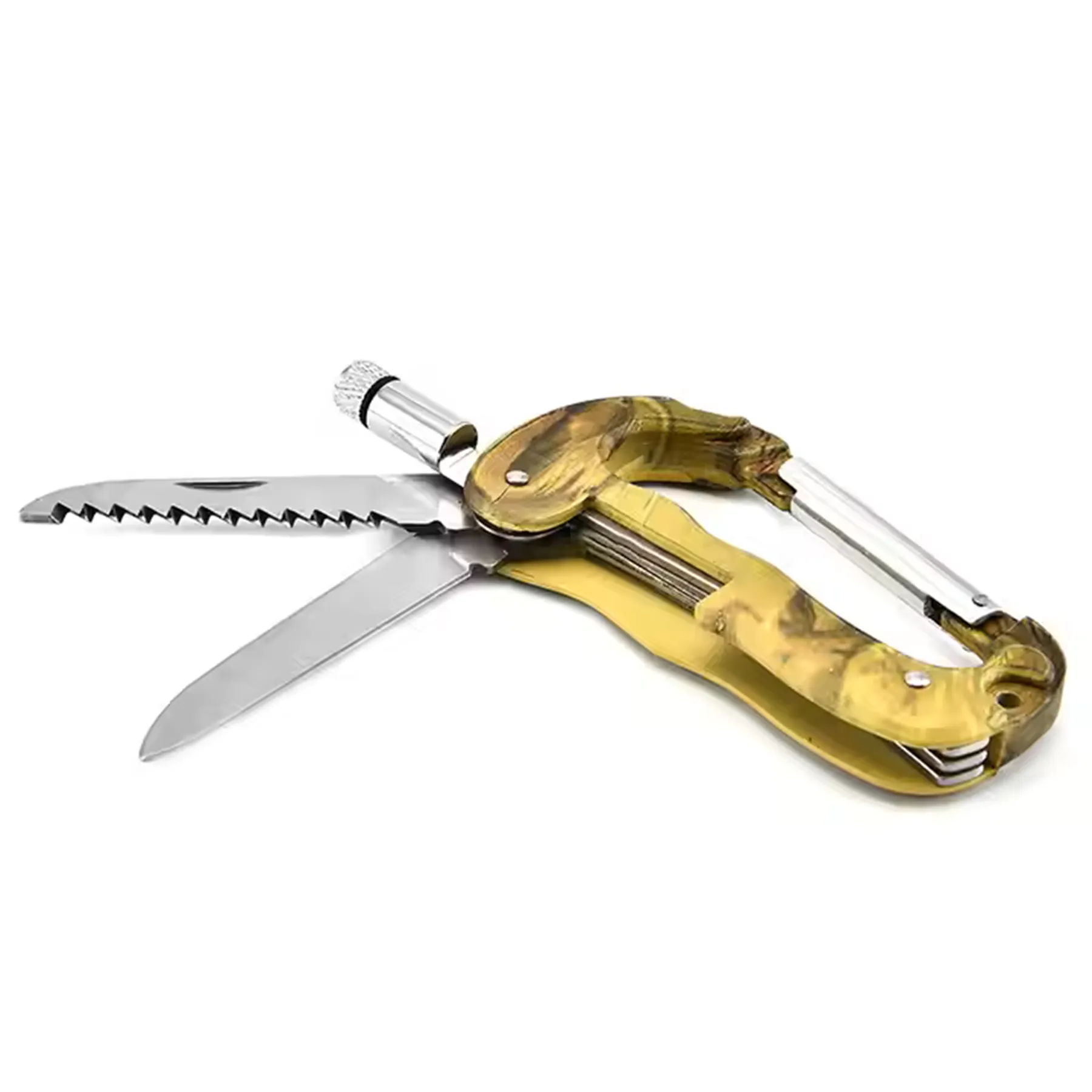 D Type Multi-function Carabiner Knife with Led Light 6