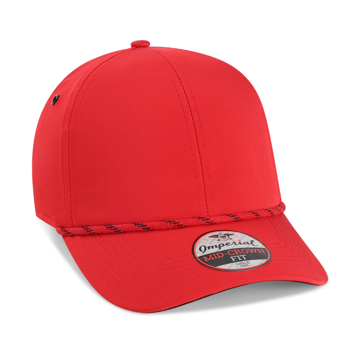 Imperial 6054 6-Panel Habanero Performance Rope Cap w/ Leatherette Patches or Embroidery 14